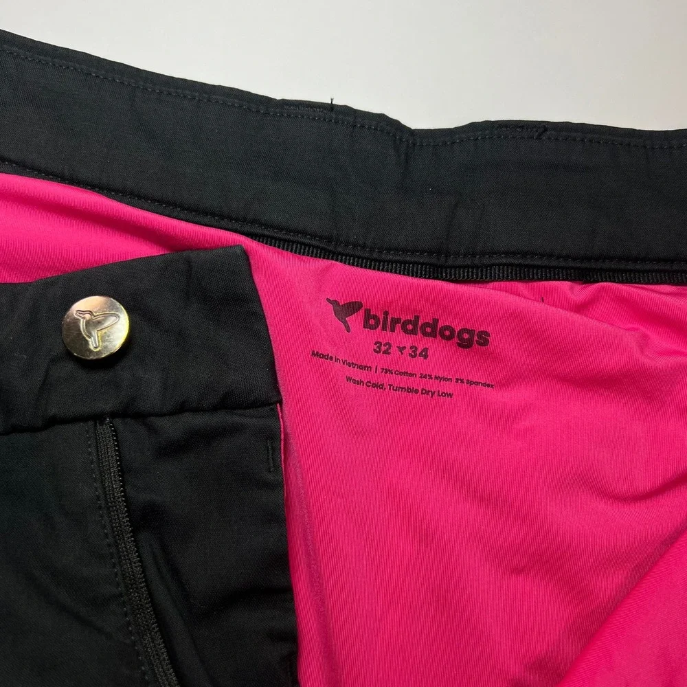 Birddogs Khaki Pants Mens 32x34 Black Built-in Liner Stretch Chino Trousers Golf